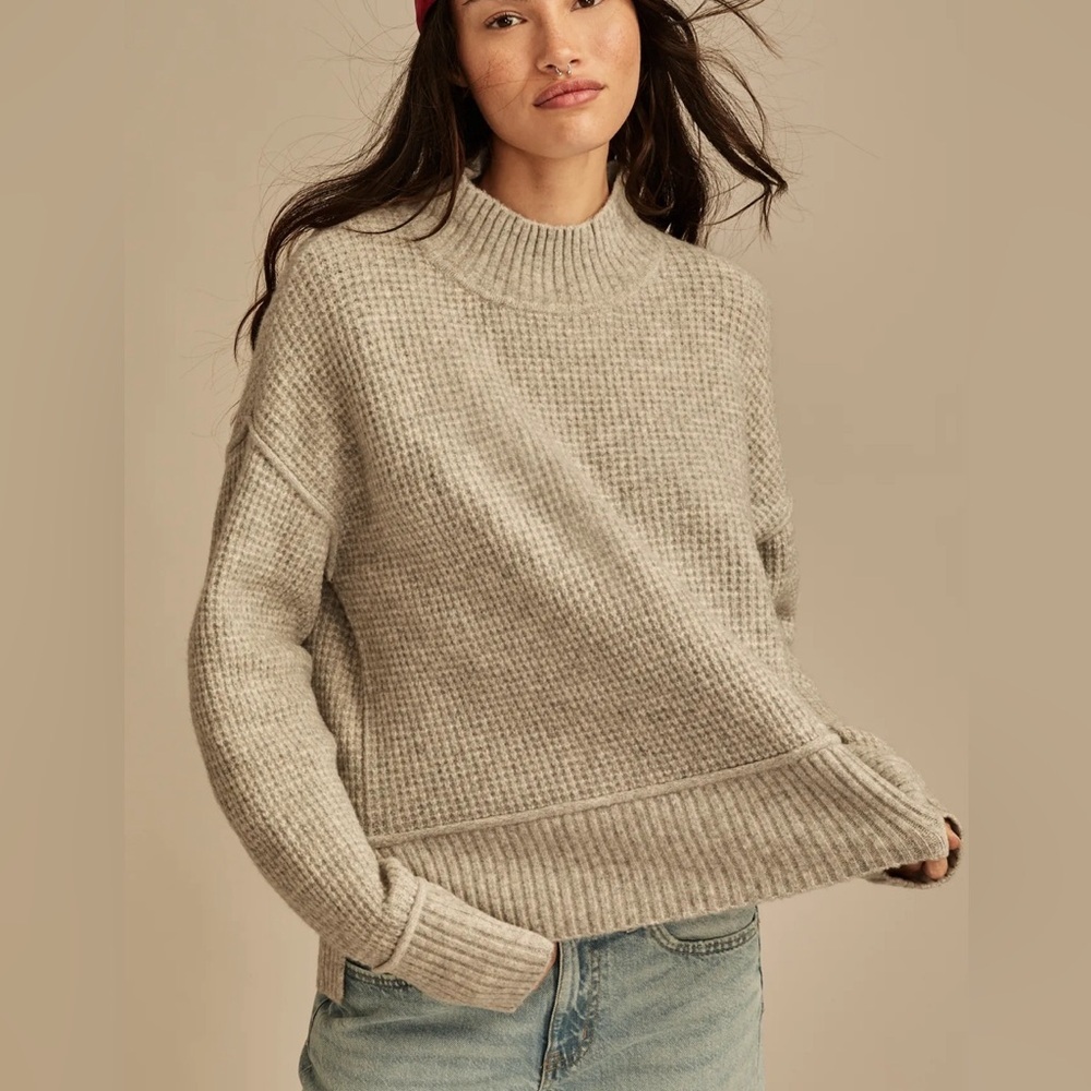 Lucky Brand cloud soft Mock Neck sweater gray Medium
